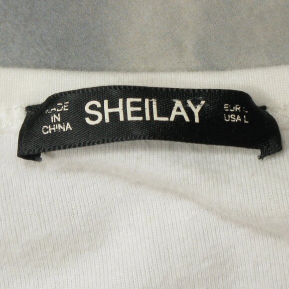 Sheilay White Cold Shoulder Long Sleeve Knit Top Size Large - Picture 6 of 6